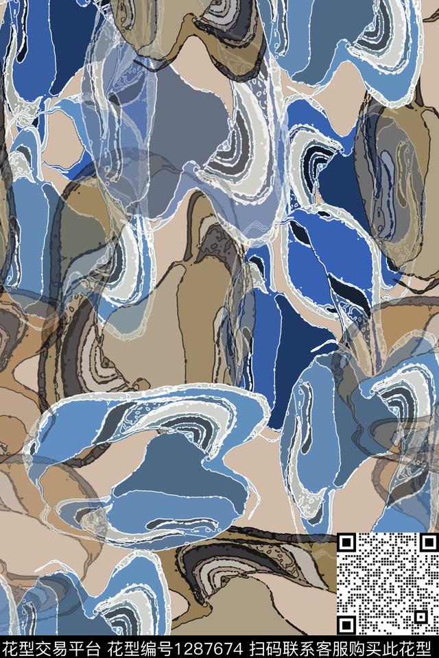 抽象迷彩图案肌理纹路数码印花华亿平台下载（图片编号: 1287674） - 瓦栏（Walan）