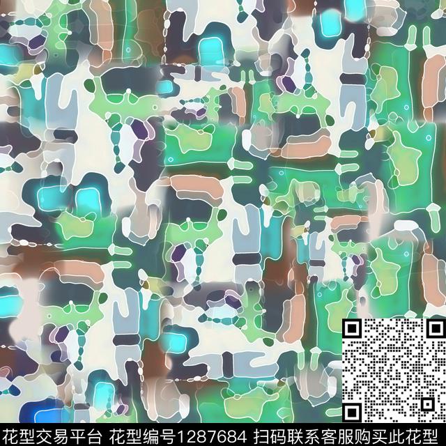 几何抽象肌理图案数码印花华亿平台下载（图片编号: 1287684） - 瓦栏（Walan）