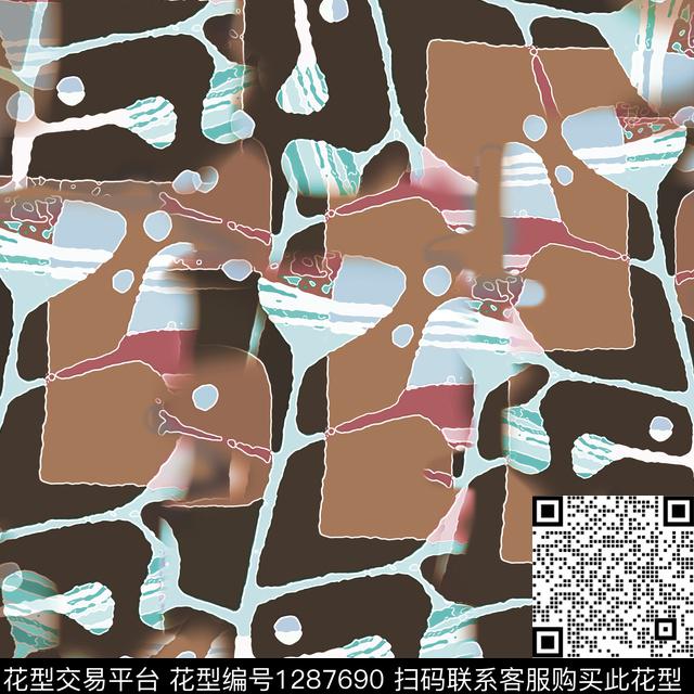 几何男装抽象数码印花华亿平台下载（图片编号: 1287690） - 瓦栏（Walan）