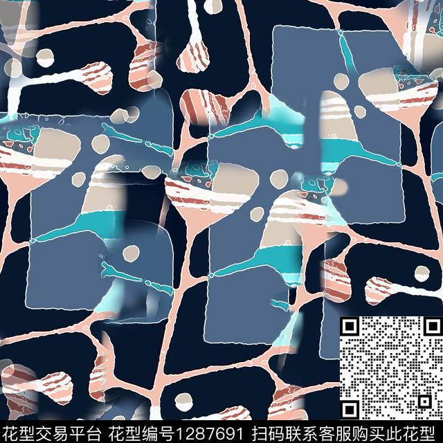 几何男装抽象数码印花华亿平台下载（图片编号: 1287691） - 瓦栏（Walan）