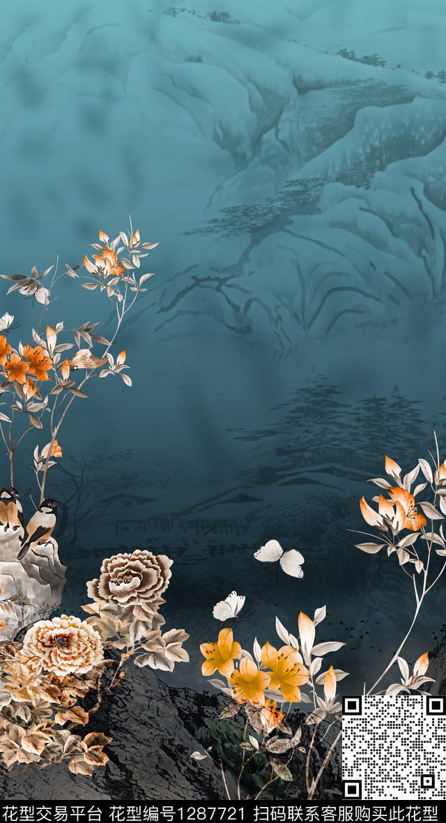 定位花鸟大牌风数码印花华亿平台下载（图片编号: 1287721） - 瓦栏（Walan）