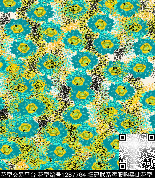 花卉抽象小碎花数码印花华亿平台下载（图片编号: 1287764） - 瓦栏（Walan）