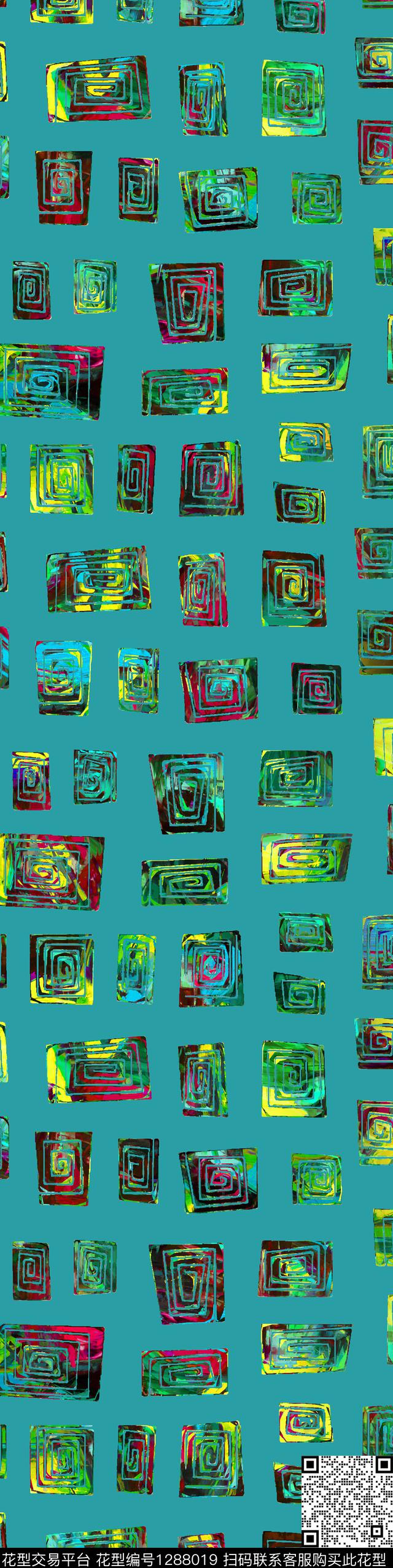 几何格子抽象数码印花华亿平台下载（图片编号: 1288019） - 瓦栏（Walan）