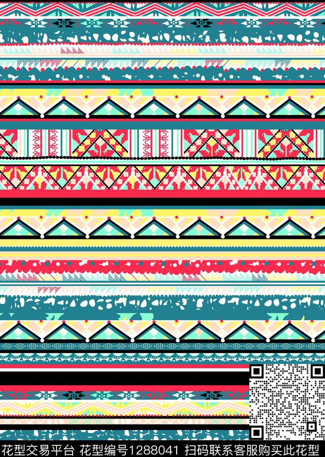 几何混搭雪纺网纱系列传统印花华亿平台下载（图片编号: 1288041） - 瓦栏（Walan）