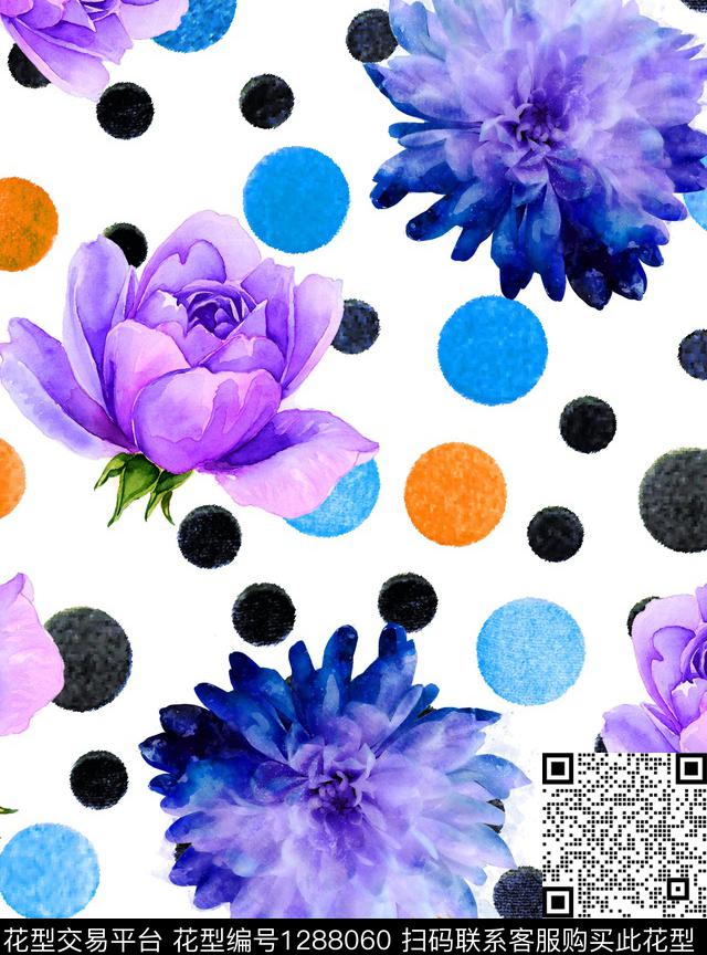 数码华亿平台水彩大牌风数码印花华亿平台下载（图片编号: 1288060） - 瓦栏（Walan）