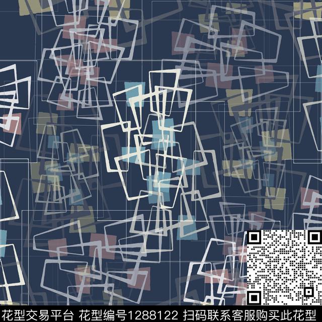 几何格子手绘线条笔触数码印花华亿平台下载（图片编号: 1288122） - 瓦栏（Walan）