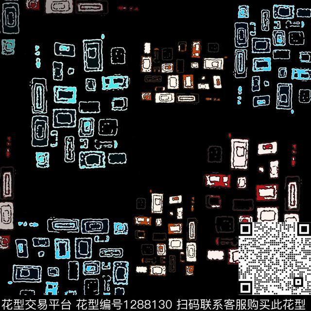 趣味手绘线条笔触格子混搭传统印花华亿平台下载（图片编号: 1288130） - 瓦栏（Walan）
