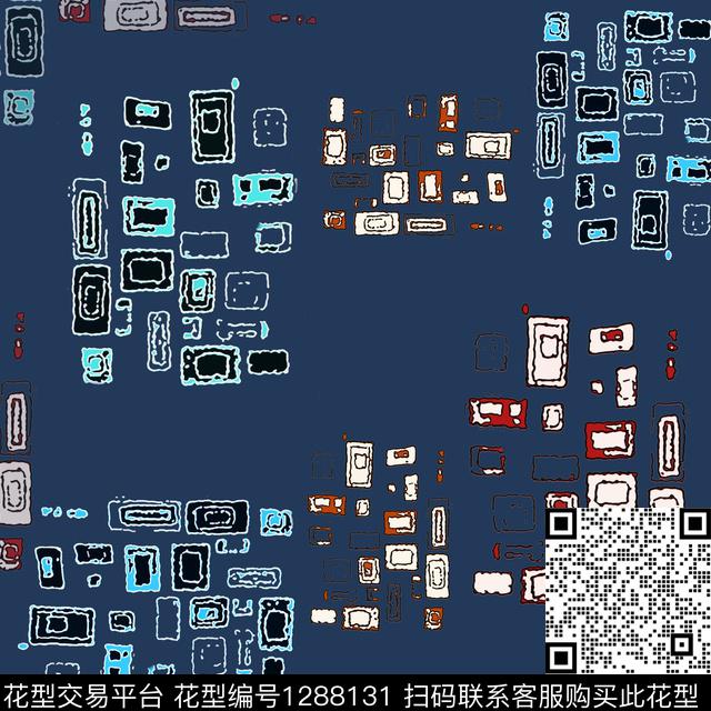趣味手绘线条笔触格子混搭传统印花华亿平台下载（图片编号: 1288131） - 瓦栏（Walan）