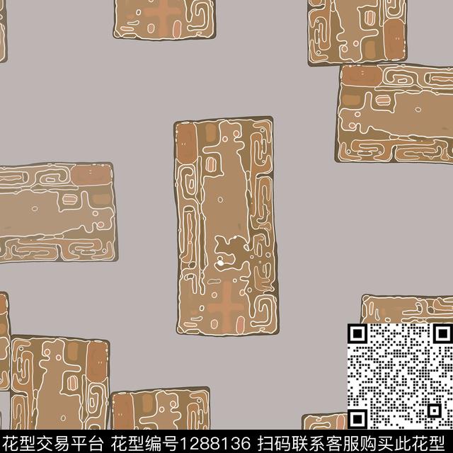 波西米亚手绘线条笔触格子混搭传统印花华亿平台下载（图片编号: 1288136） - 瓦栏（Walan）