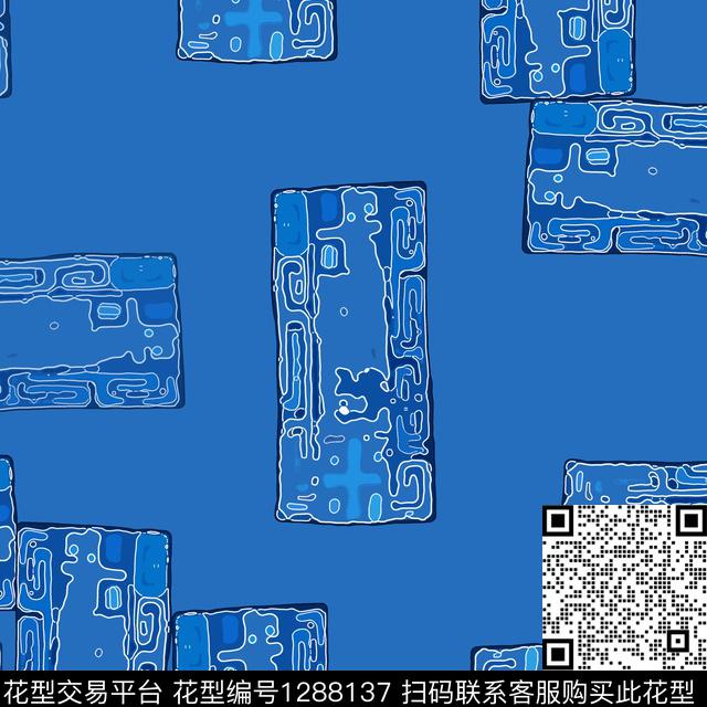 波西米亚手绘线条笔触格子混搭传统印花华亿平台下载（图片编号: 1288137） - 瓦栏（Walan）