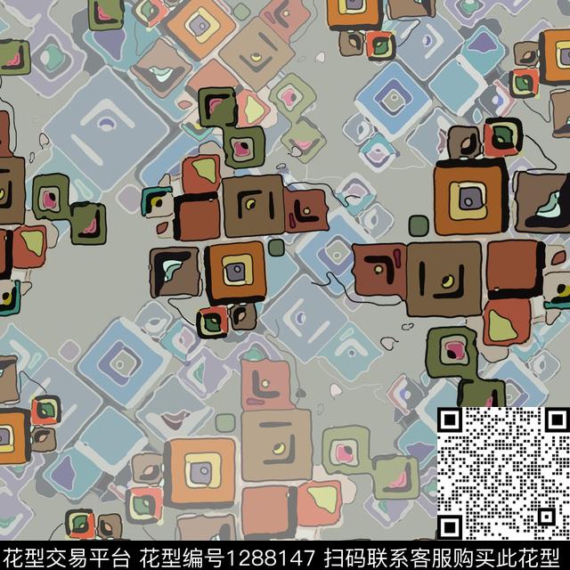 男装趣味格子图案数码印花华亿平台下载（图片编号: 1288147） - 瓦栏（Walan）