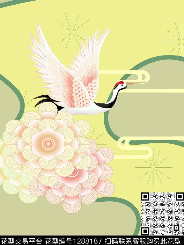 定位花几何花卉数码印花华亿平台下载（图片编号: 1288187） - 瓦栏（Walan）