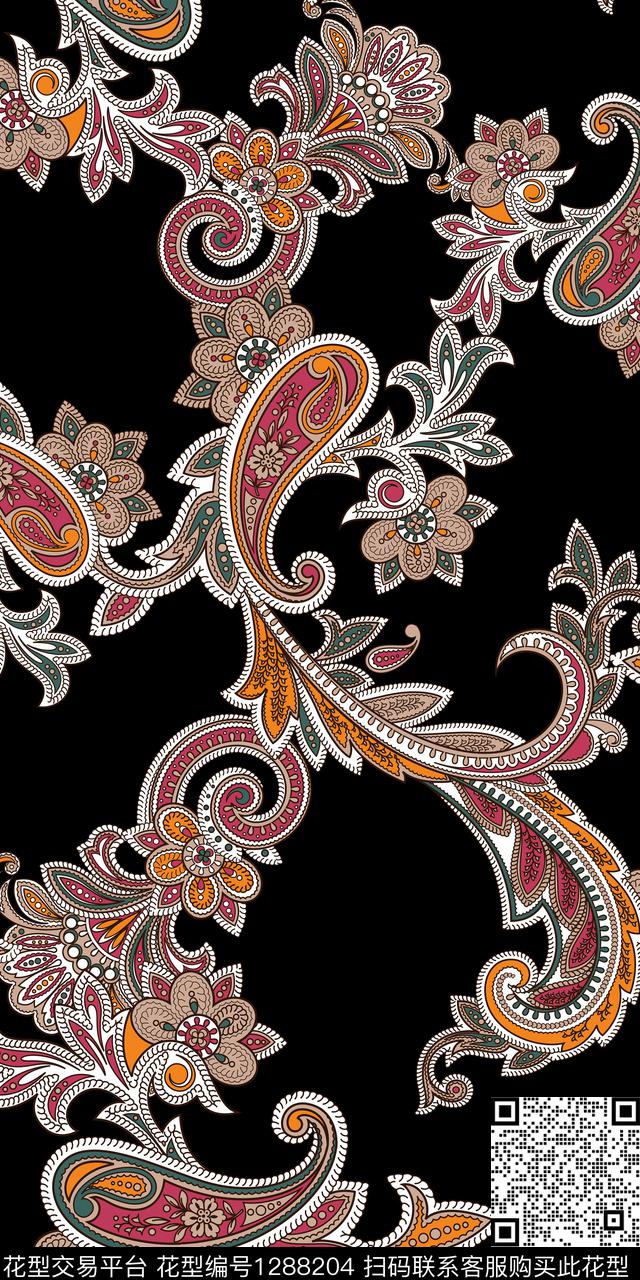 几何佩斯利抽象数码印花华亿平台下载（图片编号: 1288204） - 瓦栏（Walan）