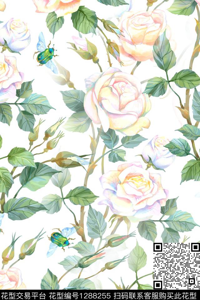 女装花卉大花数码印花华亿平台下载（图片编号: 1288255） - 瓦栏（Walan）