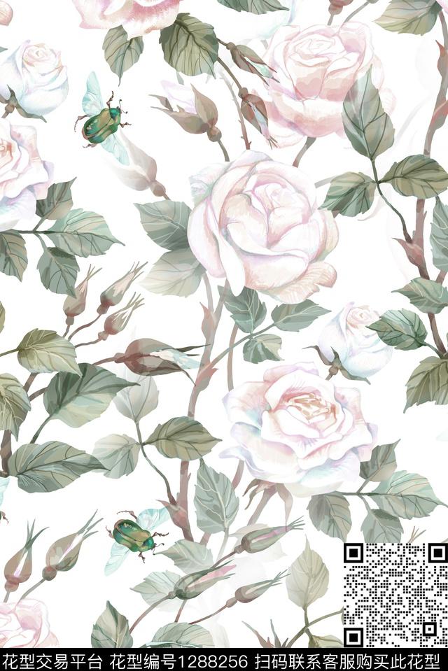 女装花卉大花数码印花华亿平台下载（图片编号: 1288256） - 瓦栏（Walan）