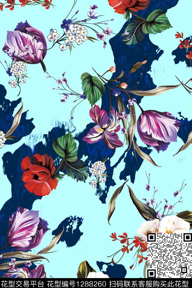 涂鸦几何佩斯利数码印花华亿平台下载（图片编号: 1288260） - 瓦栏（Walan）