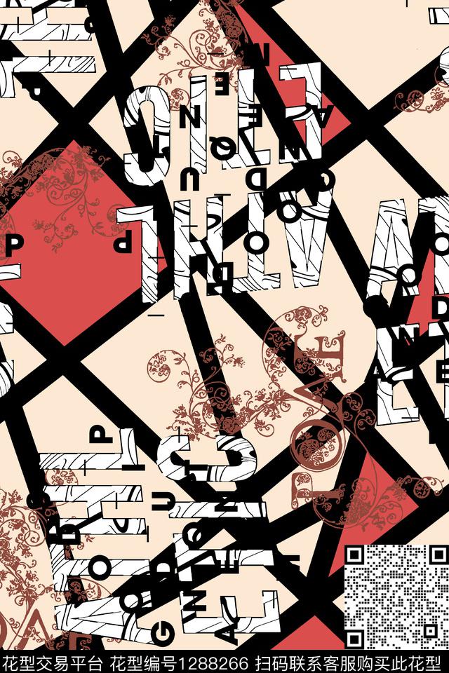 涂鸦几何佩斯利数码印花华亿平台下载（图片编号: 1288266） - 瓦栏（Walan）