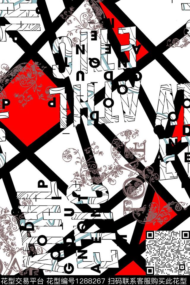 涂鸦几何佩斯利数码印花华亿平台下载（图片编号: 1288267） - 瓦栏（Walan）