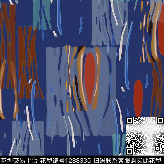 条纹手绘线条笔触抽象数码印花华亿平台下载（图片编号: 1288335） - 瓦栏（Walan）