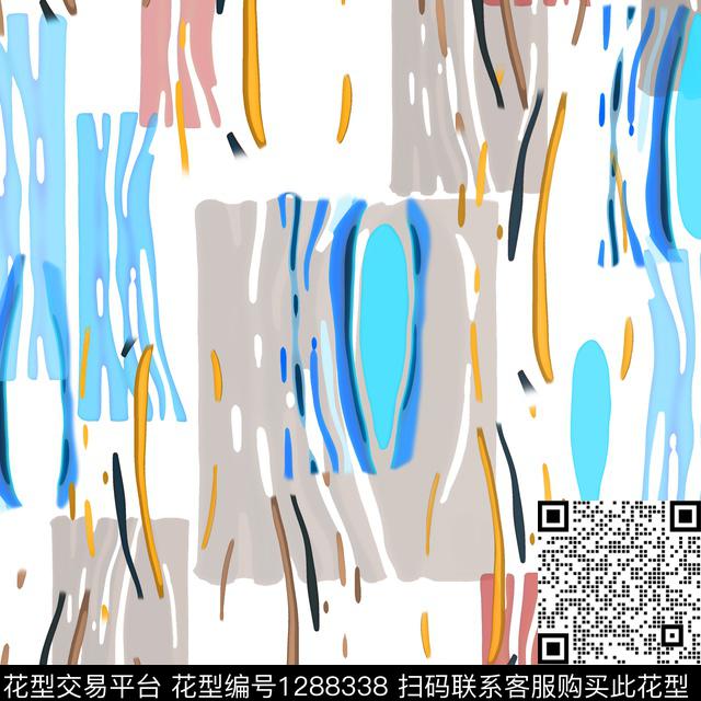 条纹手绘线条笔触抽象数码印花华亿平台下载（图片编号: 1288338） - 瓦栏（Walan）