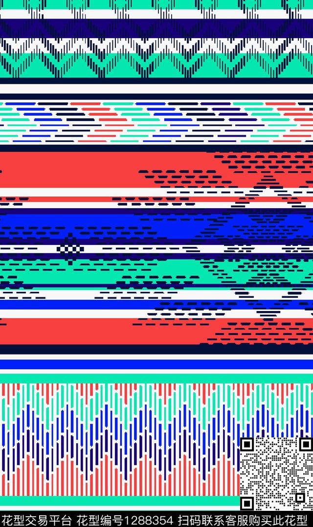 网纱雪纺系列几何组合传统印花华亿平台下载（图片编号: 1288354） - 瓦栏（Walan）