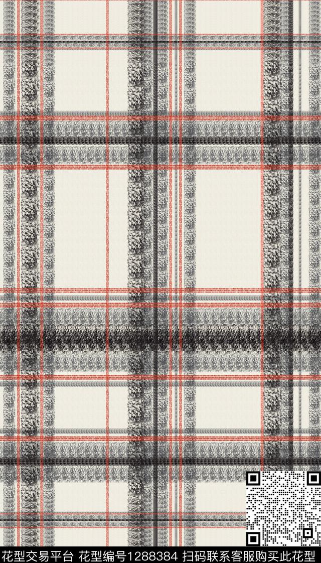 定位花几何格子数码印花华亿平台下载（图片编号: 1288384） - 瓦栏（Walan）