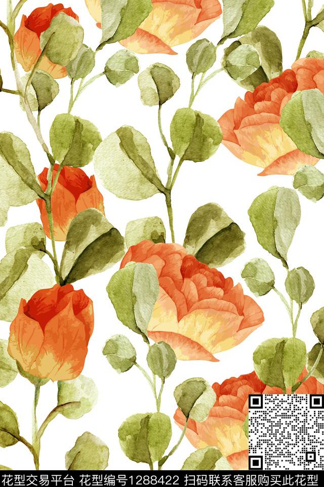 黑底花卉女装花卉数码印花华亿平台下载（图片编号: 1288422） - 瓦栏（Walan）