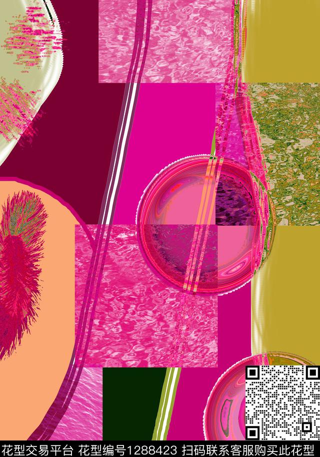 几何格子大牌风数码印花华亿平台下载（图片编号: 1288423） - 瓦栏（Walan）