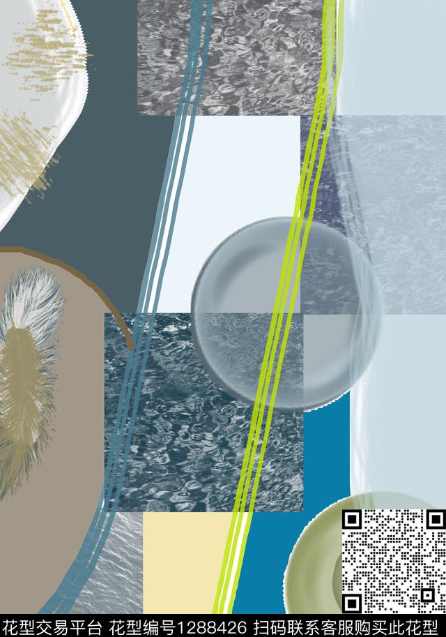 几何格子大牌风数码印花华亿平台下载（图片编号: 1288426） - 瓦栏（Walan）