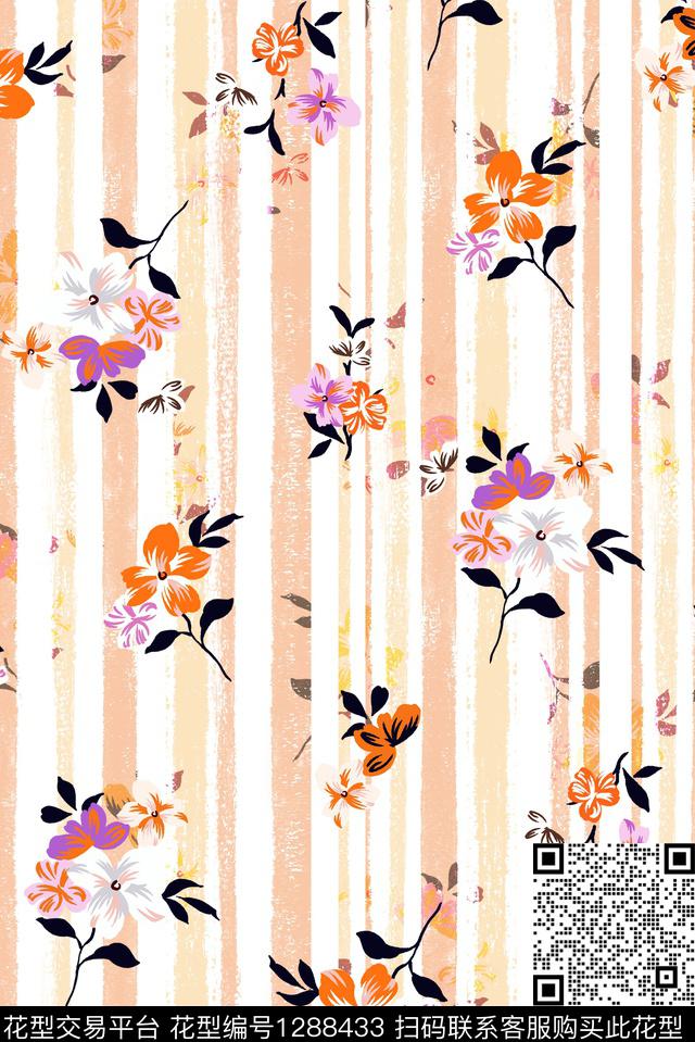 小清新小碎花条纹传统印花华亿平台下载（图片编号: 1288433） - 瓦栏（Walan）