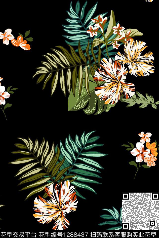 花卉大牌风热带华亿平台传统印花华亿平台下载（图片编号: 1288437） - 瓦栏（Walan）