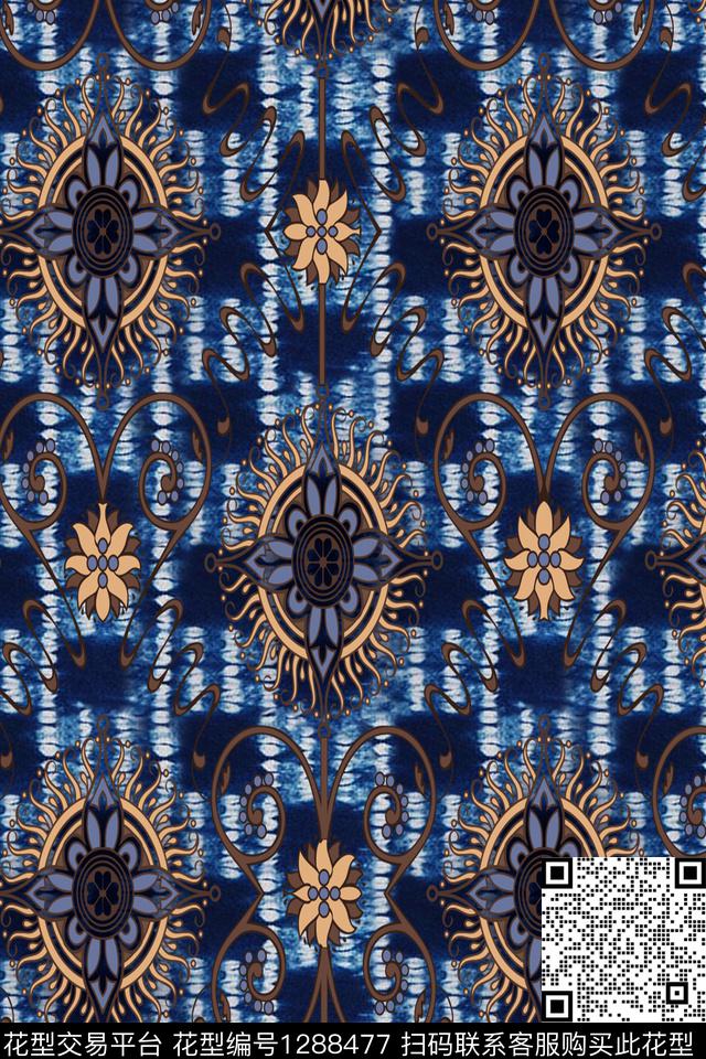 民族风底纹花复古旗袍华亿平台数码印花华亿平台下载（图片编号: 1288477） - 瓦栏（Walan）