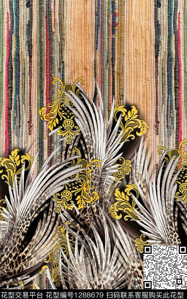 复古定位花波西米亚数码印花华亿平台下载（图片编号: 1288679） - 瓦栏（Walan）