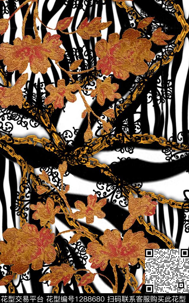 复古定位花波西米亚数码印花华亿平台下载（图片编号: 1288680） - 瓦栏（Walan）