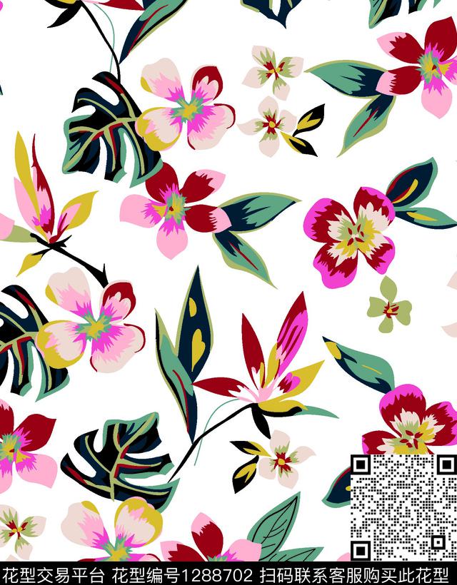 波西米亚花卉春夏华亿平台传统印花华亿平台下载（图片编号: 1288702） - 瓦栏（Walan）