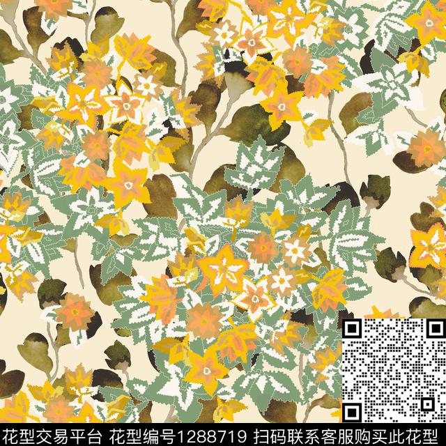 数码华亿平台花卉民族风数码印花华亿平台下载（图片编号: 1288719） - 瓦栏（Walan）