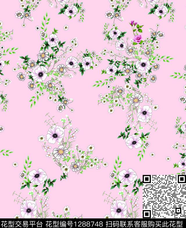 绿植树叶数码华亿平台玫瑰花数码印花华亿平台下载（图片编号: 1288748） - 瓦栏（Walan）