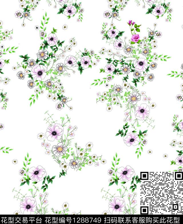 绿植树叶数码华亿平台玫瑰花数码印花华亿平台下载（图片编号: 1288749） - 瓦栏（Walan）