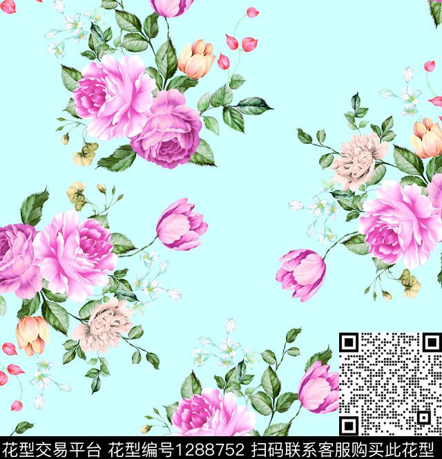 数码华亿平台玫瑰花小碎花数码印花华亿平台下载（图片编号: 1288752） - 瓦栏（Walan）