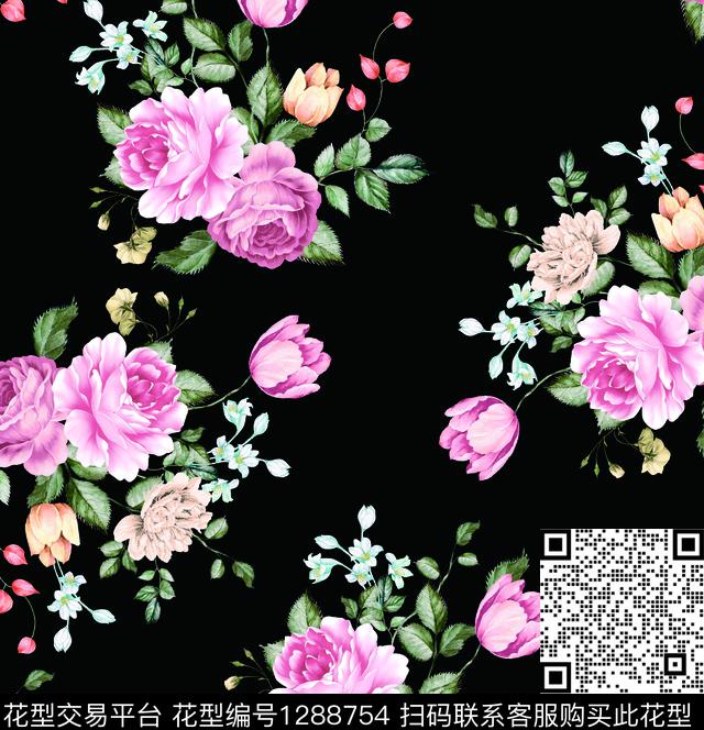 数码华亿平台玫瑰花小碎花数码印花华亿平台下载（图片编号: 1288754） - 瓦栏（Walan）