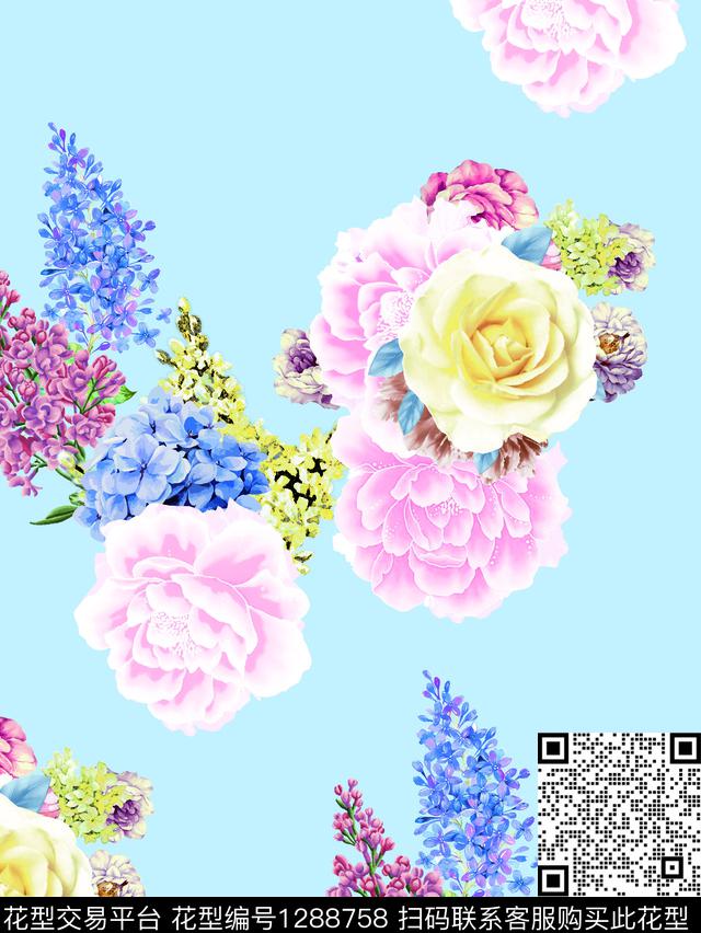 绿植树叶数码华亿平台玫瑰花数码印花华亿平台下载（图片编号: 1288758） - 瓦栏（Walan）