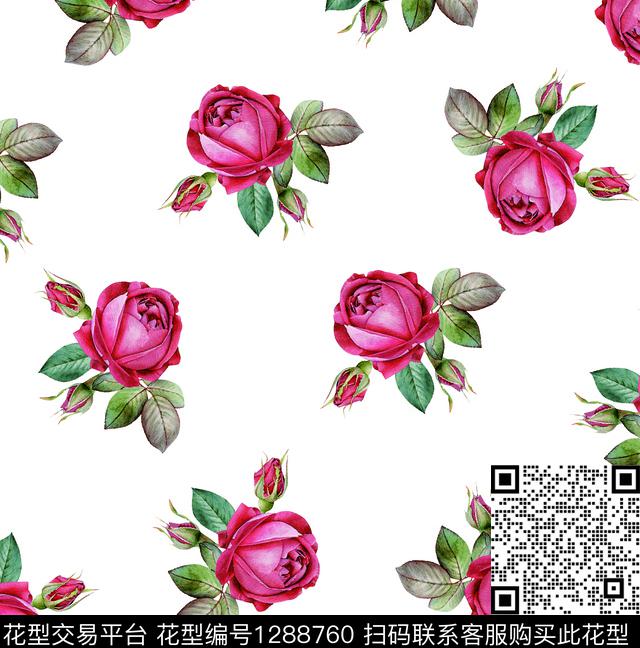 绿植树叶数码华亿平台玫瑰花数码印花华亿平台下载（图片编号: 1288760） - 瓦栏（Walan）