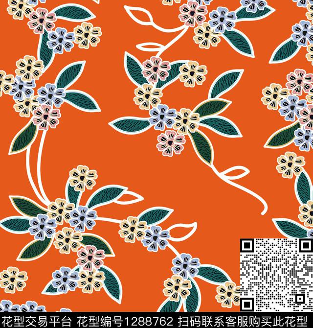 蜡染抽象花卉花卉传统印花华亿平台下载（图片编号: 1288762） - 瓦栏（Walan）