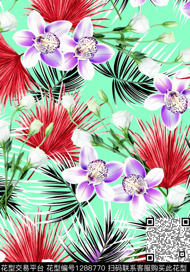 数码华亿平台花卉热带华亿平台数码印花华亿平台下载（图片编号: 1288770） - 瓦栏（Walan）