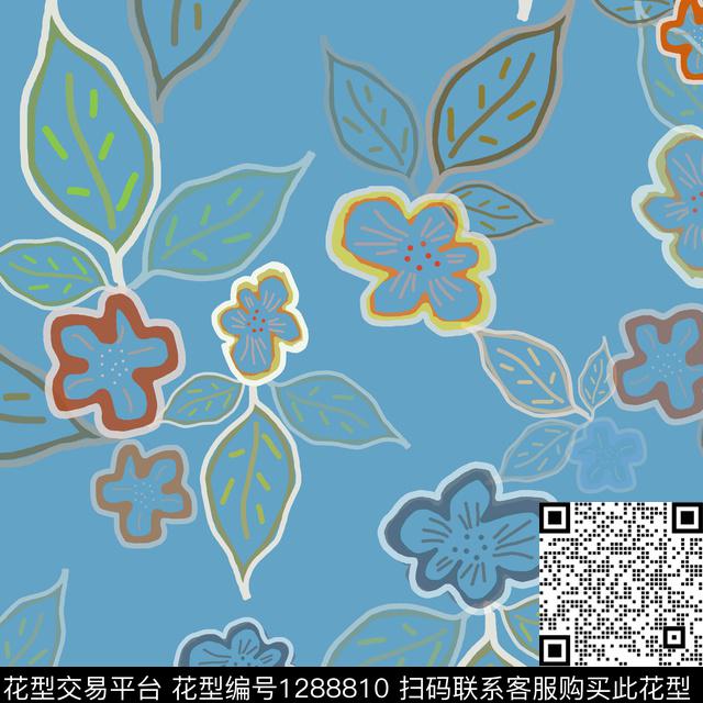 绿植树叶植物白色勾边传统印花华亿平台下载（图片编号: 1288810） - 瓦栏（Walan）