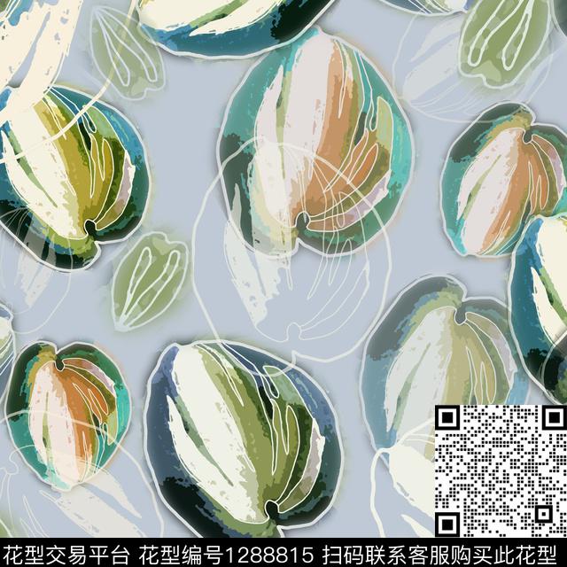 绿植树叶抽象植物数码印花华亿平台下载（图片编号: 1288815） - 瓦栏（Walan）