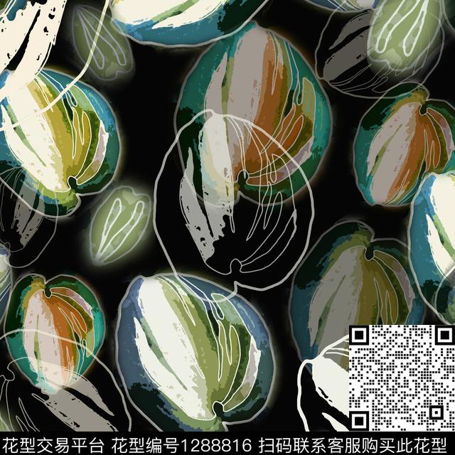 绿植树叶抽象植物数码印花华亿平台下载（图片编号: 1288816） - 瓦栏（Walan）