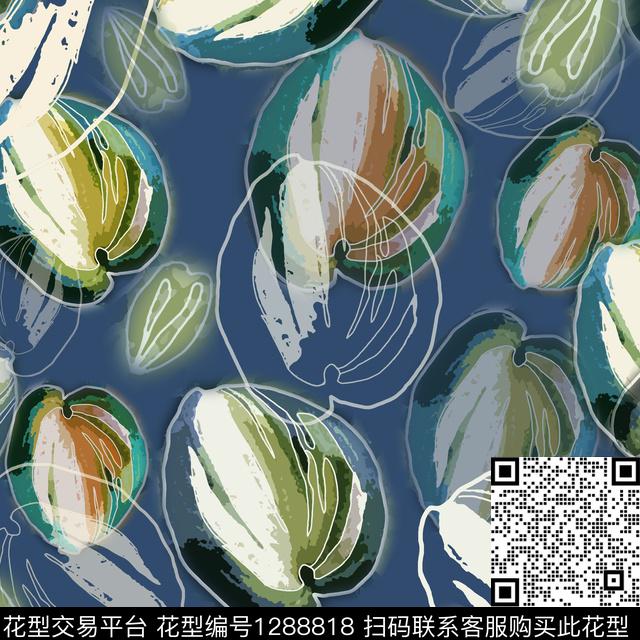 绿植树叶抽象植物数码印花华亿平台下载（图片编号: 1288818） - 瓦栏（Walan）