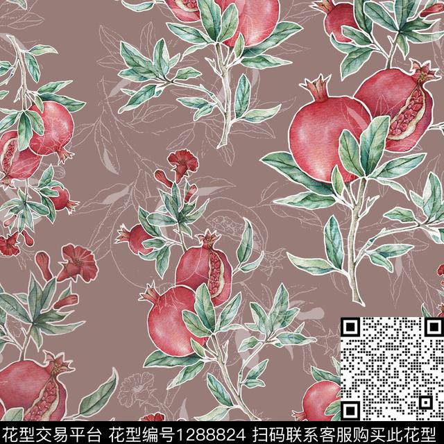 石榴小碎花白色勾边传统印花华亿平台下载（图片编号: 1288824） - 瓦栏（Walan）