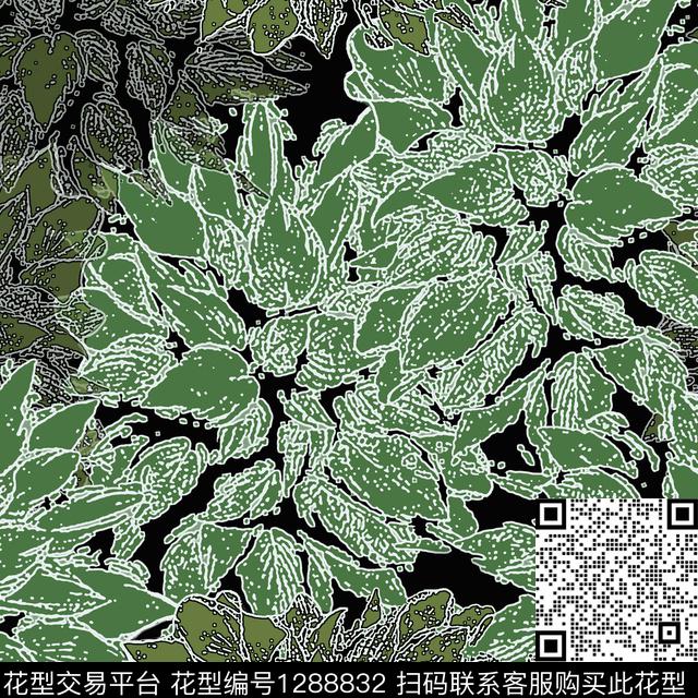 小碎花白色勾边植物数码印花华亿平台下载（图片编号: 1288832） - 瓦栏（Walan）